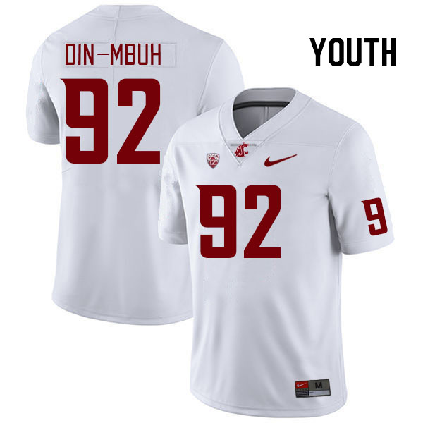 Youth #92 Ansel Din-Mbuh Washington State Cougars College Football Jerseys Stitched Sale-White - Click Image to Close
